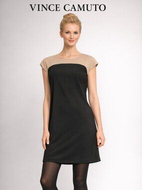 Vince Camuto Anthropologie Two Toned Color-Block Shift Dress